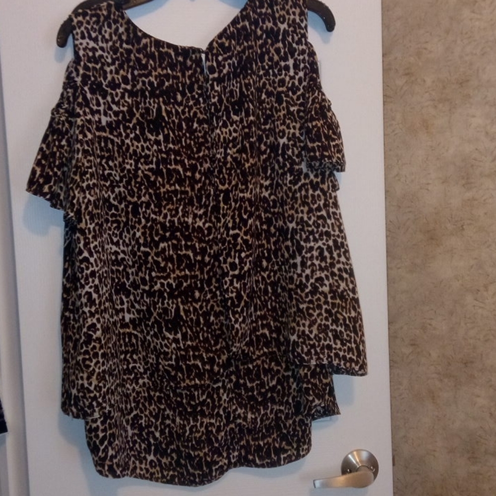 Layered, shoulder cut out, short sleeve blouse